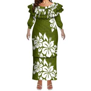 سعر الجملة مخصص مقاس كبير جديد فستان بأكمام طويلة من نيوزيلندا فستان بولتاسي من الساموا فستان نسائي مطبوع من البولينيزية فستان من قطعتين - Product Image 4