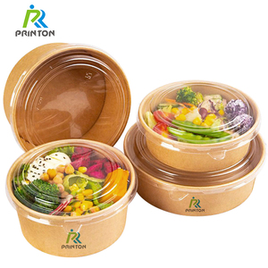 Disposable Custom takeaway kraft paper food containers with lid for food paper boxes