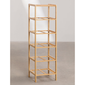 Étagère multifonctionnelle en bambou à 5 niveaux Petit <span class=keywords><strong>rangement</strong></span> pour vêtements Commode verticale en bois Paniers à linge <span class=keywords><strong>Rangement</strong></span> latéral du lit en polyester - Product Image 5