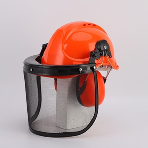 Casque de sécurité avec masque de sécurité en treillis métallique en acier Protection du visage pour taille-haie tronçonneuse <span class=keywords><strong>tondeuse</strong></span> à gazon - Product Image 4