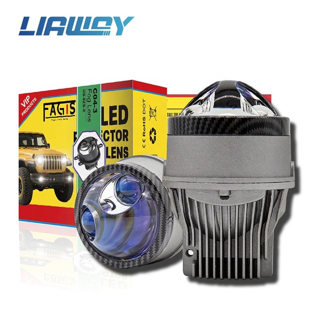 C04-3 2.5 Inch LED Fog Light Projector Lens | Bi-Xenon Bi-LED Fog Lamp for Car | High Low Beam | Plug and Play | Universal Fit