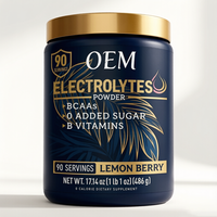 Poudre d'électrolytes naturels OEM Lemon Berry 486g 90 portions BCAAs Vitamines B Zéro calorie Complément alimentaire sportif pour adultes