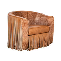 Fauteuil pivotant de luxe en daim fait main avec franges, fauteuil club, fauteuil de salon, fauteuil d'appoint rembourré en fausse fourrure avec franges pour hôtel