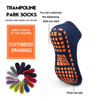 Chaussettes de trampoline personnalisées avec logo, antidérapantes, pour adultes et enfants, pour parcs de trampolines et aires de jeux intérieures.