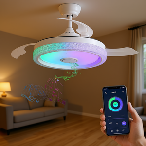 Ventilador de Techo LED Moderno de 42 Pulgadas con 3 Aspas, Motor DC, Control Remoto, App Inteligente, Montaje Empotrado, Iluminación Interior - Product Image 2