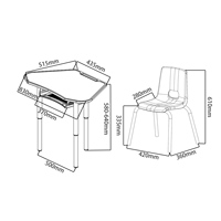 Ensemble de mobilier de classe maternelle modulaire trapézoïdal écologique, bureau et chaise réglables en hauteur pour salle de classe, salon et chambre