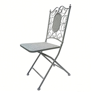 Silla Plegable de Metal para Jardín, Estilo Bistro <span class=keywords><strong>Barcelona</strong></span>, Color Blanco Antiguo, para Bodas - Product Image 3