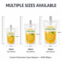 Lekvrije staande uitgietzak met schroefdop, herbruikbare navulzak voor fruitsap en gearomatiseerde dranken, waterdicht PET/NY/PE plastic