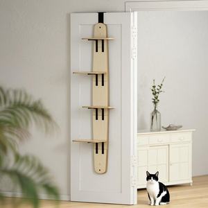 Plateforme d'escalade murale pour chat avec griffoir et étagères, à fixer sur porte, pour saut vertical - Product Image 6