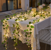 Guirlande lumineuse LED en forme de feuilles de lierre, plante artificielle, alimentée par USB/piles, pour la décoration de la maison, des festivals, des chambres et des balcons