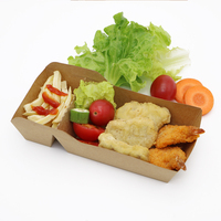 Barquette en papier kraft jetable personnalisée pour sushis, gaufres, hot-dogs, frites, snacks, plats à emporter, restauration rapide, anti-ondulation