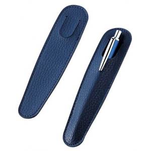 Astuccio in pelle blu con portapenne per ufficio e scuola - Product Image 1