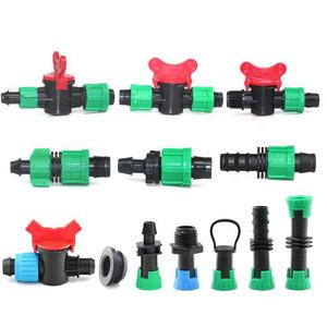 Cinta de riego por goteo para agricultura, Conector de tuerca de bloqueo de plástico, válvula de cinta Dn17 para manguera plana, tubo suave plano - Product Image 4