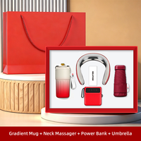 Ensemble cadeau de 450 ml comprenant une tasse dégradée, une batterie externe, un parapluie et un masseur cervical, avec logo personnalisé pour les voyages d'affaires, le personnel de bureau et les cadeaux pour clients VIP