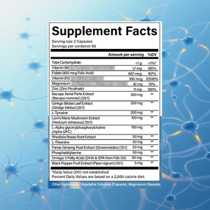 Complesso Cerebrale Plus in Capsule, 120 Pezzi, con Bacopa, Ginkgo, Criniera di Leone, Alpha GPC, Omega <span class=keywords><strong>3</strong></span> per il Benessere Quotidiano e il Supporto alla Vitalità - Product Image 3