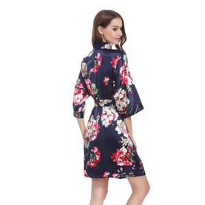 Envío Inmediato: Bata de Lujo de Seda Satinada Floral para Novia y Dama de Honor, Tallas Grandes, Estampada, para Mujer, Verano, Cuello en V, Manga Tres Cuartos, para Boda - Product Image 3