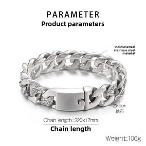 Pulsera de Eslabones Cubanos Iced Out de Acero Inoxidable, Joyería Hiphop para Hombre y Mujer, Color Plata, Pieza Duradera y Destacada con Cierre Seguro - Product Image 6