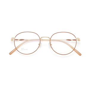 Monturas de Gafas Metálicas Retro Artísticas de Aro Completo para Mujer, Forma Redonda, Anti Luz Azul, 6402, Origen Danyang - Product Image 1