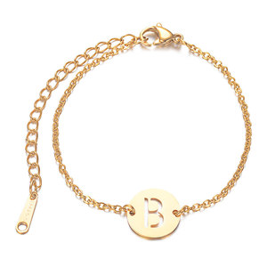 Prénom féminin Initiales <span class=keywords><strong>Bracelet</strong></span> de lettre de l'alphabet en acier inoxydable avec étiquettes d'identification - Product Image 5