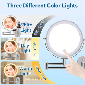 Hotel Bathrooms Rotating Wall <strong>Mirrors</strong> Expandable Save Space LED Illuminated Lighted Wall Mounted Dual Sided <strong>Magnifying</strong> Makeup - Product Image 3