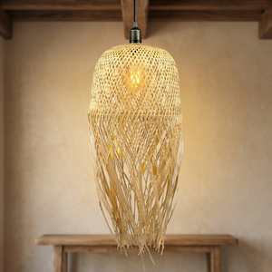 Lámpara Colgante de Bambú Tejida a Mano, Estilo Retro, para Decoración de Interiores, Sala de Estar y Hogar - Product Image 1