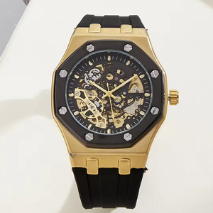 Montre mécanique automatique de luxe pour homme, boîtier carré en acier inoxydable, mouvement à remontage automatique, mouvement creux, bracelet en silicone/caoutchouc - Personnalisé - Product Image 4