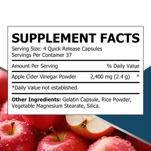 Capsules de Vinaigre de Cidre de Pomme 2400MG Sans Gluten, Soutien à la Perte de Poids, Santé Intestinale, Détox Quotidienne, Aide au Métabolisme - Meilleures Ventes - Product Image 2