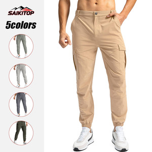 Pantalons de sport pour hommes, taille élastique, séchage rapide, légers, pantalons de sport, pantalons de survêtement d'extérieur avec poches zippées - Product Image 1