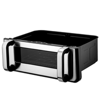 Friteuse à air électrique classique 10L en acier inoxydable, contrôle numérique, grande cuve carrée, écran couleur avec fenêtre pour la cuisson domestique