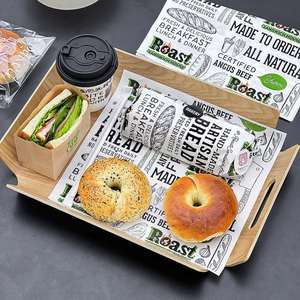 Custom Printed Greaseproof Food Grade Biodegradable Eco-Friendly Disposable Packaging <b>Paper</b> for Sandwiches Bagels Bread Logo - Product Image 5