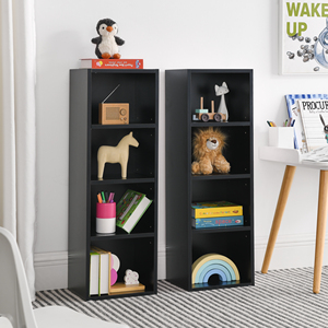 8 Tier Media Tower Rack Slim Storage Cabinet Adjustable Shelves Tall Narrow Bookcase Display <b>Bookshelf</b> For Home - Product Image 2