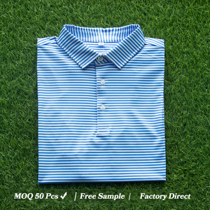 맞춤 로고 고품질 명품 스트라이프 프린트 속건 주름방지 프레피 스타일 기능성 반팔 골프 폴로 셔츠 - Product Image 1