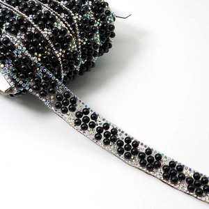 Embellissement de robe de mariée 18mm Dentelle perlée Garniture Diy Costume Chapeau Chaussures Accessoires Fantaisie Perle Strass Chaîne Hotfix Garniture - Product Image 2