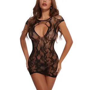 Short hot sexy transparent lace cover buttocks to highlight the body net sexy romance lingerie