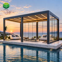 Wasserdichte Motorisierte Bioklimatische Pergola mit Verstellbarem Aluminium-Lamellendach, Anpassbar für Garten und Terrasse