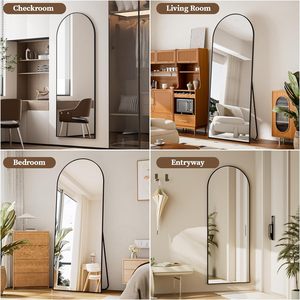 Arched <b>Length</b> <b>Mirror</b> - 65 x 24 inch <b>Full</b> Body Floor <b>Mirror</b>, ShatterVue Tempered Glass, Standing, Leaning, Wall Mounted - Product Image 5