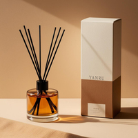 Bouteille de diffuseur en verre de luxe de 100ml avec boîte Bouteille de diffuseur de roseau rond avec boîte personnalisée