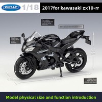 WELLY 1:18 2017 ZX-10RR Modèle de moto miniature en métal avec suspension à ressort, jouet de collection