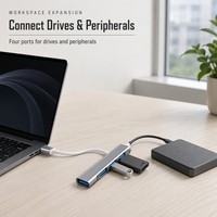 Adaptor Hub USB 3.0 Multiport 4 in 1 dari Aluminium Alloy, 4 Port USB 3.0 untuk Transfer Data Komputer, Tersedia Stok