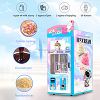 Fabrieksmatige 21,5-inch scherm 1 type melksiroop 3 soorten fruitjam 2 soorten toppings volautomatische ijsjesautomaat