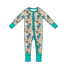 Mono de bebé personalizado con logo, de punto de bambú, 200-220 g/m², informal, estilo vaquero occidental, estampado, manga larga, otoño, ¡Oferta! - Product Image 4