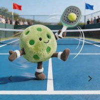 Peluche de pickleball de 8 cm de qualité supérieure du Royaume-Uni, jouet en peluche sportif rembourré en coton PP, mini-poupée style gelée, cadeau de gym pour les amateurs de pickleball