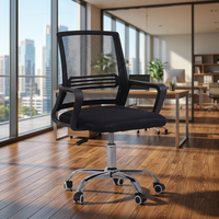 Chaise de bureau exécutive moderne pivotante à 360 degrés avec base en acier, hauteur réglable, tissu pour la maison, le bureau et l'hôtel