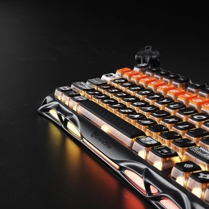 Nouveau Mercury K1 Pro - <span class=keywords><strong>Orange</strong></span> vif, alliage d'aluminium, 75% de touches, commutateur linéaire tri-mode, amortissement en mousse, double RGB indépendant, souris de jeu - Product Image 3