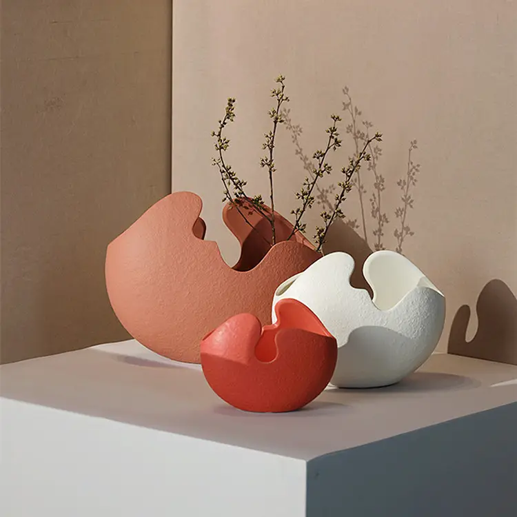 Commercio all'ingrosso su ordinazione Nordic casa della decorazione del mestiere unico vaso di fiore di ceramica glassato vaso asciutto