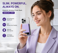 Batterie externe portable 5000 mAh 20 W à chargement rapide magnétique sans fil Type-C, en Li-Polymère, boîtier métallique, coffret cadeau pour iPhone, vente en gros OEM