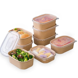 กล่องกระดาษคราฟท์แบบใช้แล้วทิ้งรักษ์โลกสำหรับใส่อาหาร กล่องสี่เหลี่ยมสำหรับใส่สลัด กล่องใส่ผลไม้ กล่องใส่อาหารแบบนำกลับบ้าน - Product Image 1