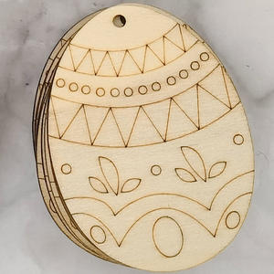 Pendentif en bois naturel non fini en forme d'œuf de Pâques pour la décoration de fêtes, loisirs créatifs pour enfants et décoration intérieure - Product Image 1