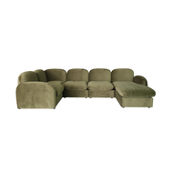 Canapé modulaire en velours, canapé combiné en forme de L moderne avec chaise longue pour grand salon et villa