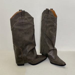 2023 été bout pointu goujons cowgirl bottines mollet plus large dames bottes d'équitation - Product Image 6